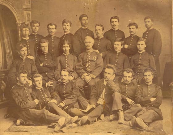 A school group photograph from the exhibition, linked to Volov’s years in Nikolaev